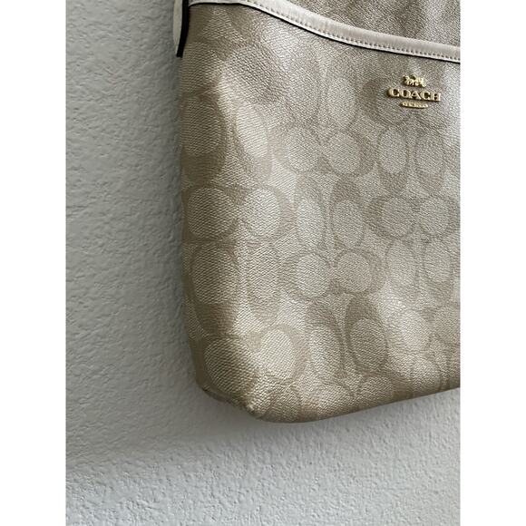 Coach Monogram Signature Shoulder Crossbody Bag Tan - Picture 4 of 12